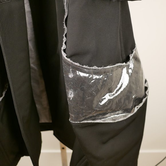 Comme des Garçons Black Bubble Trench Coat With Distressed Clear Plastic Details - Picture 8 of 8